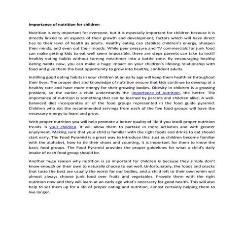 Importance of nutrition for children