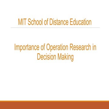 Importance of Operation Research in Decision Making – MIT School of Distance ...