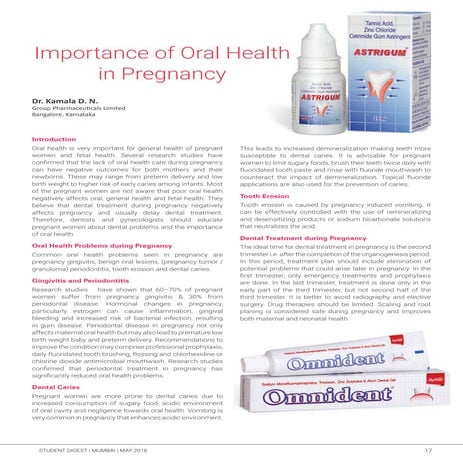Importance of oral health in pregnancy