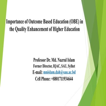 Importance of Outcome Based Education (OBE) in the Quality Enhancement of Hig...