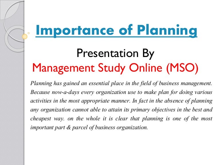 Importance of Planning