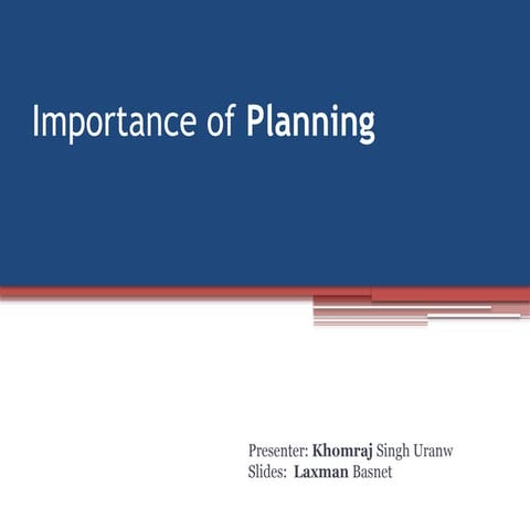 Importance of planning