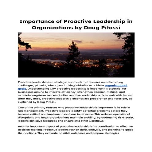 The Critical Role of Proactive Leadership in Organizational Success and ...