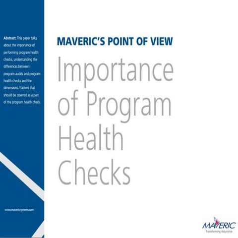 Importance of program health checks
