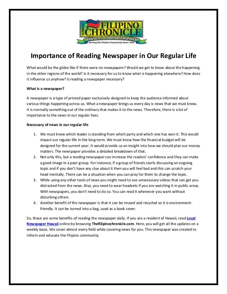 Importance Of Reading Newspaper In Our Regular Life