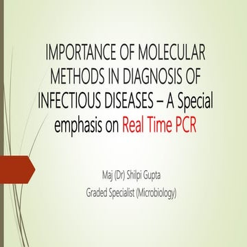 Importance of real time pcr in diagnosis of infectious diseases
