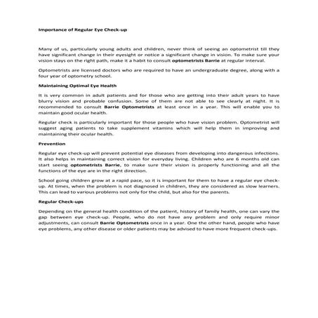 Importance of regular eye check up