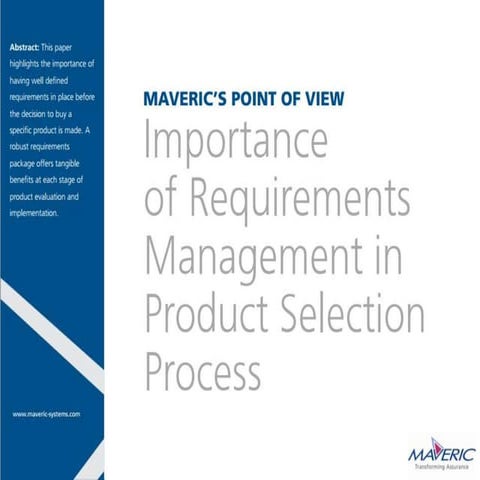 Importance of requirement assurance in product selection