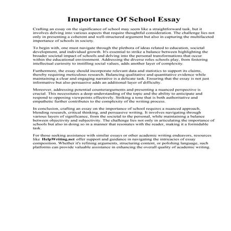 Importance Of School Essay