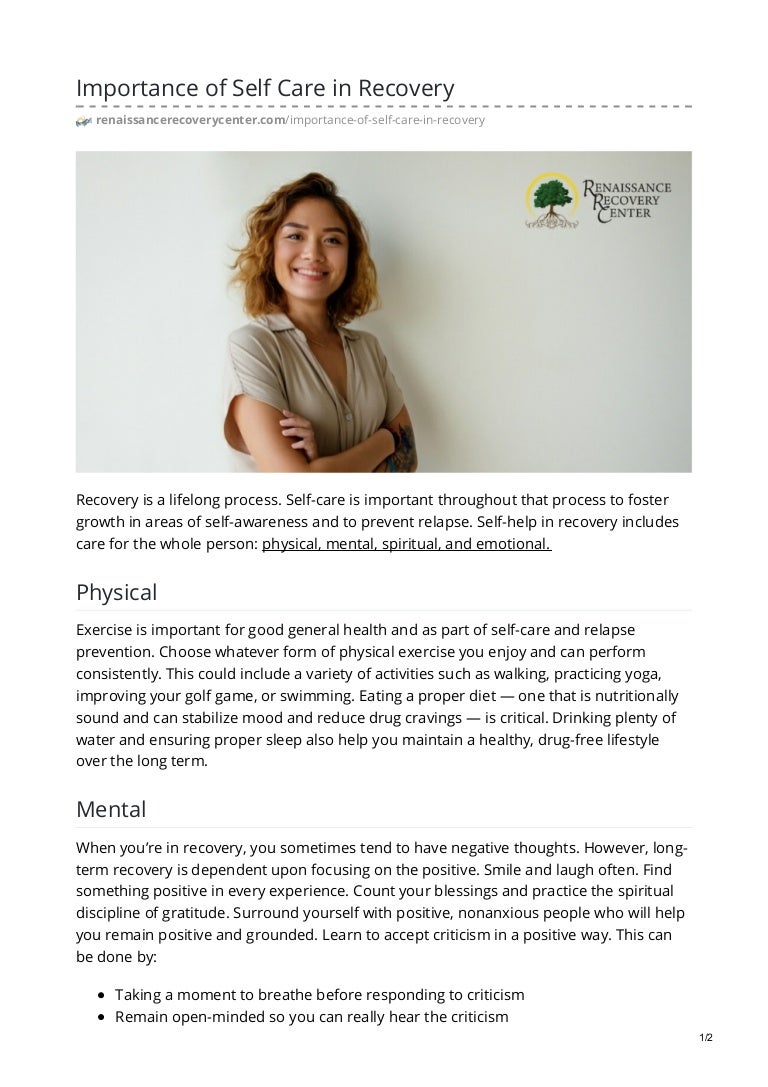 Importance Of Self Care In Recovery