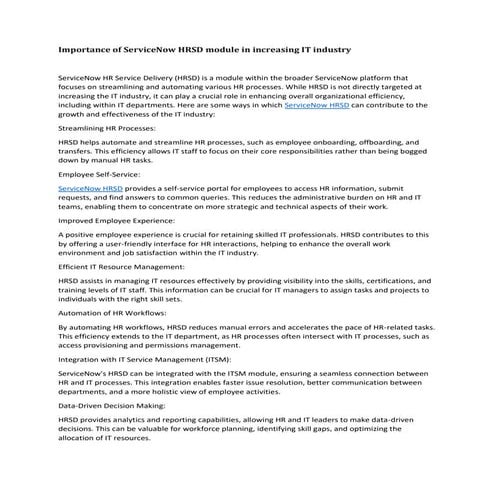 Importance of ServiceNow HRSD module in increasing IT industry.pdf