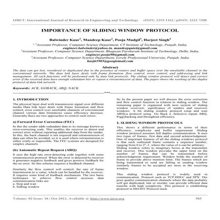 Importance of sliding window protocol