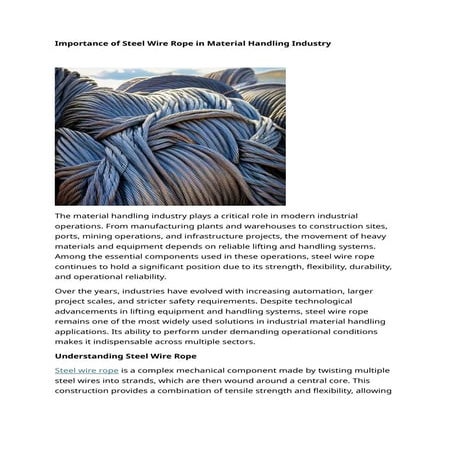 Steel Wire Rope Maintenance and Handling | PPTX