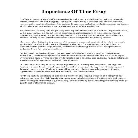 Importance Of Time Essay. Texas County Technical College