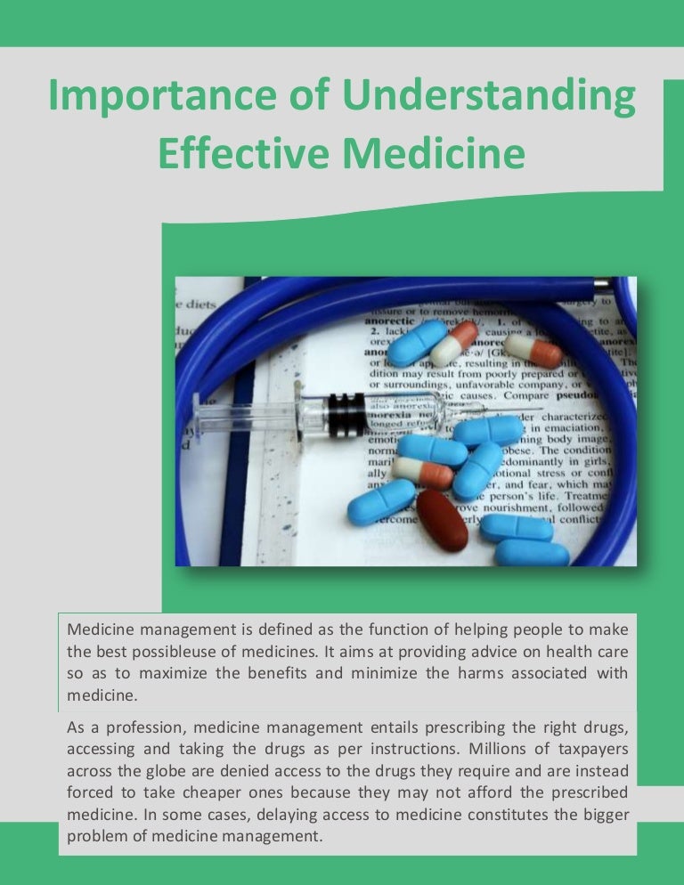 Importance of Understanding Effective Medicine Management Description