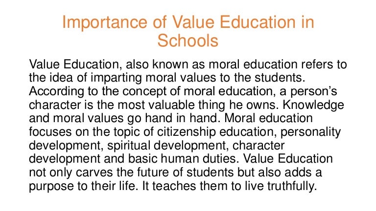 essay on importance of value education in school