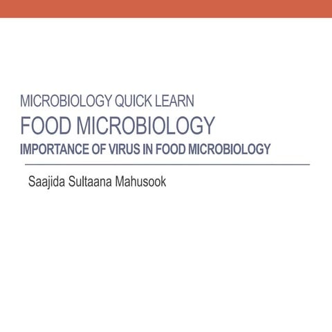 Importance of virus in food microbiology