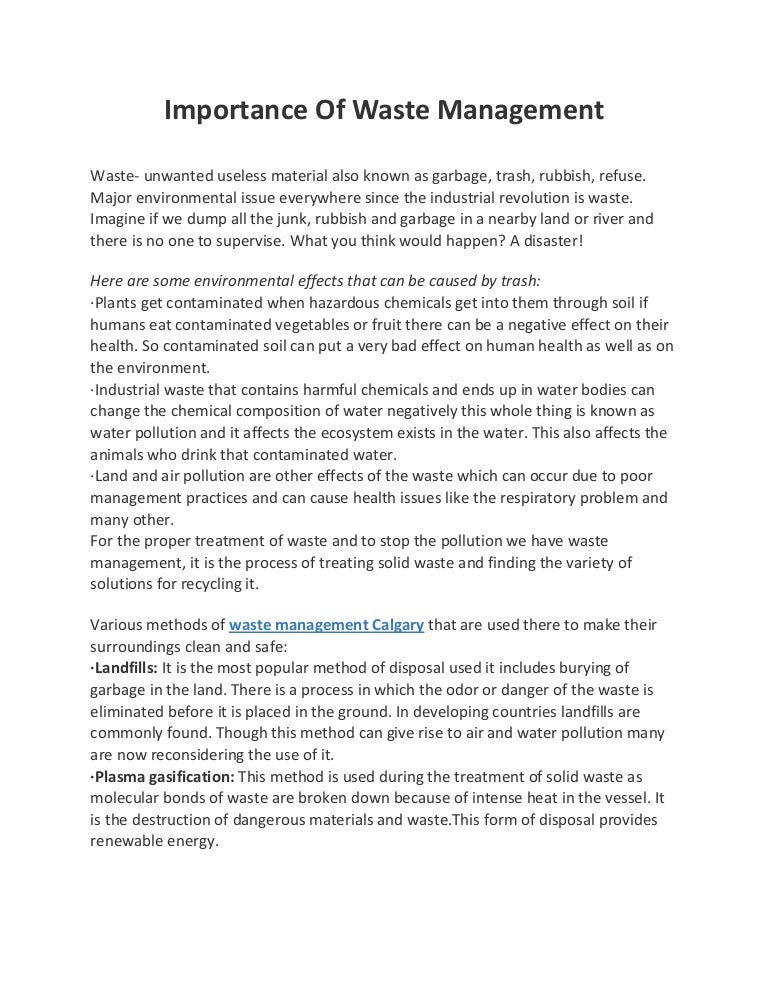 Importance of waste management