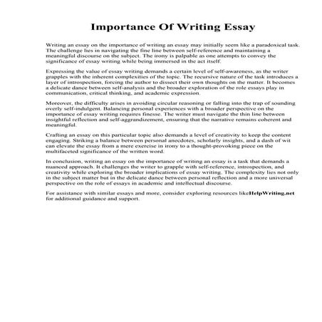 Importance Of Writing Essay. Manchester University