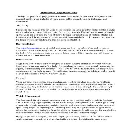 Importance of yoga for students