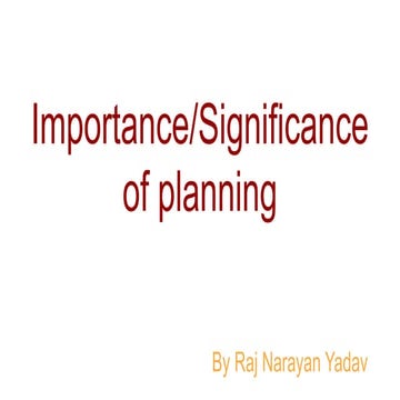 Importance/significance of planning