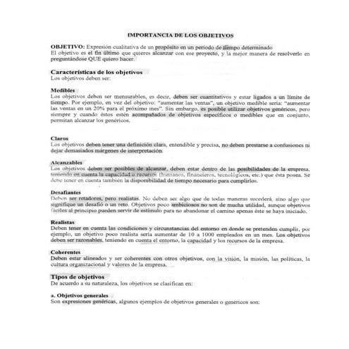 Importancia de los objetivos 