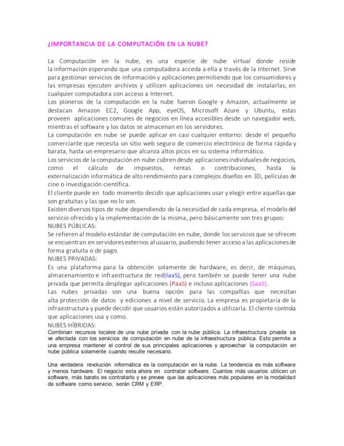 Importancia de la computación en la nube