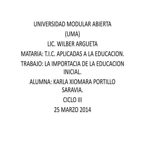 Importancia de la Educacion Inicial