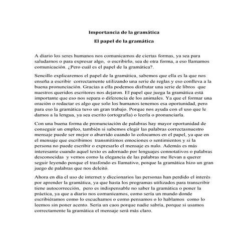 Importancia de la gramática