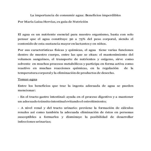 Importancia del agua