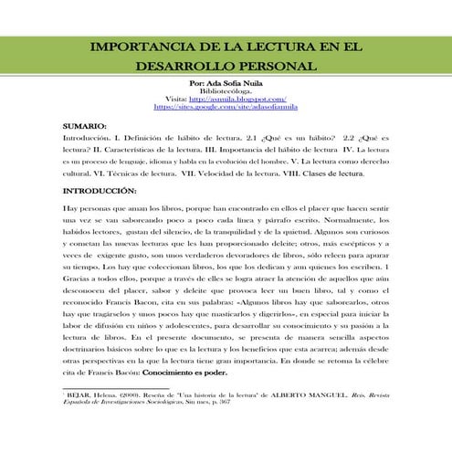 Importancia de la lectura recreativa en el desarrollo personal | PDF