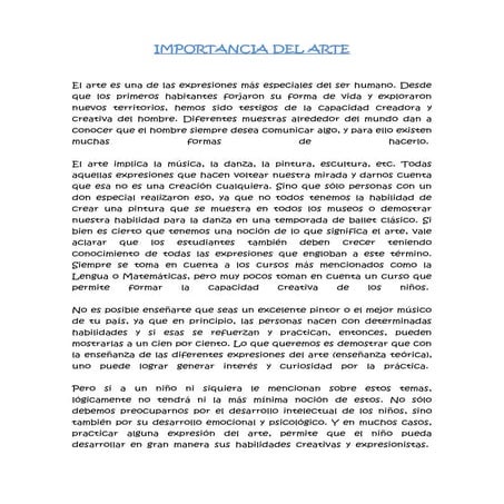 IMPORTANCIA DEL ARTE