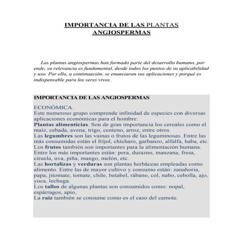 Importancia de las angiospermas