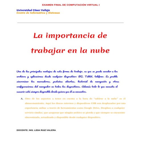 Importancia de las herramientas en la nube | PDF