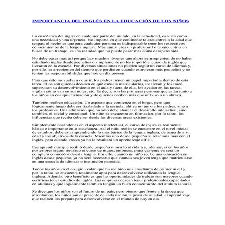 Importancia del Ingles