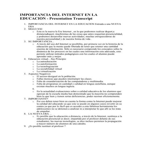 Importancia del internet en la educacion