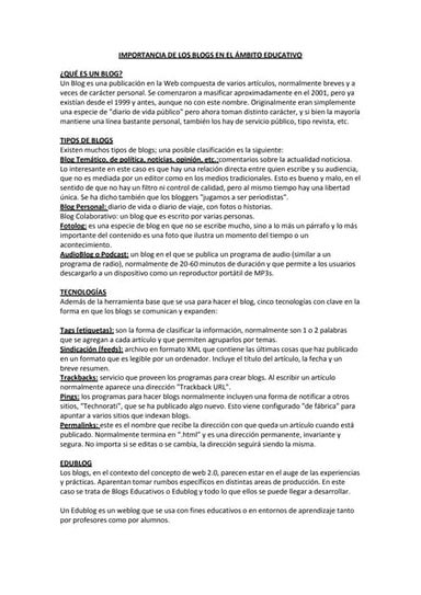 Importancia de los blogs en el ámbito educativo