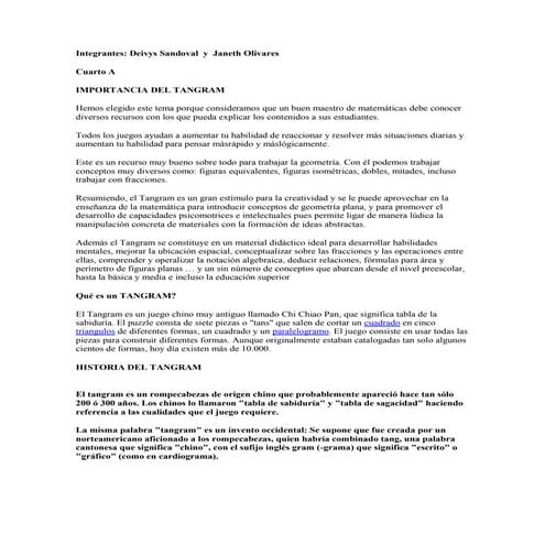 Importancia del tangram