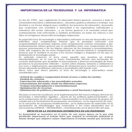 Importancia del tecnología e informatica