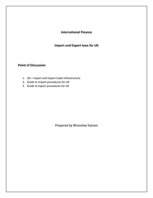 Import and Export laws for UK | PDF
