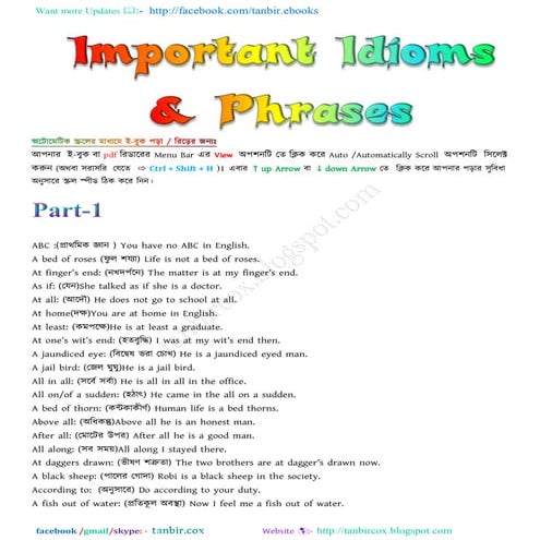 Important idioms and phrases by tanbircox | PDF
