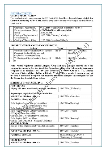 Important dates | PDF