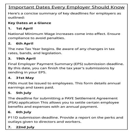 Important Dates Every Employer Should Know