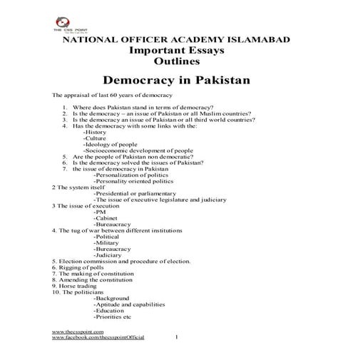 Important essays outlines 1