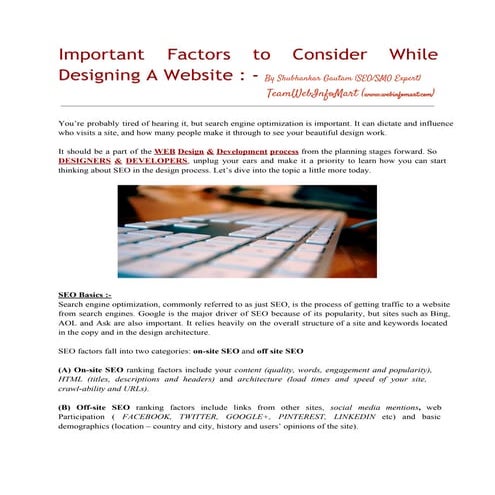 Important factors to consider while designing your website !