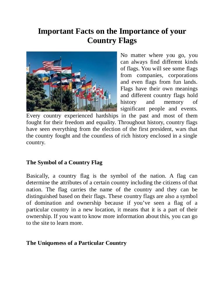 Important Facts on the Importance of your Country Flags