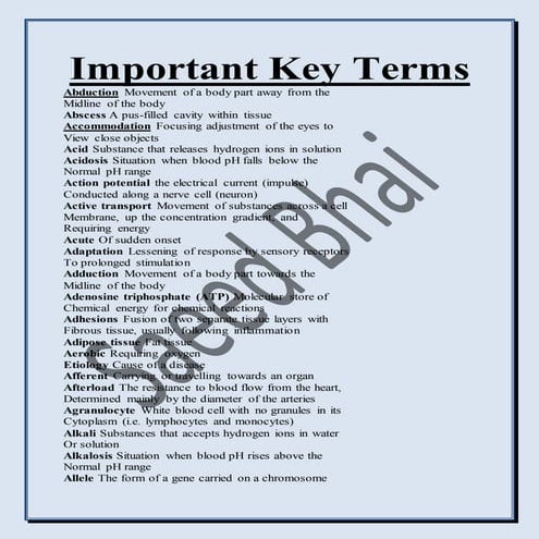 Medical Important Key words 