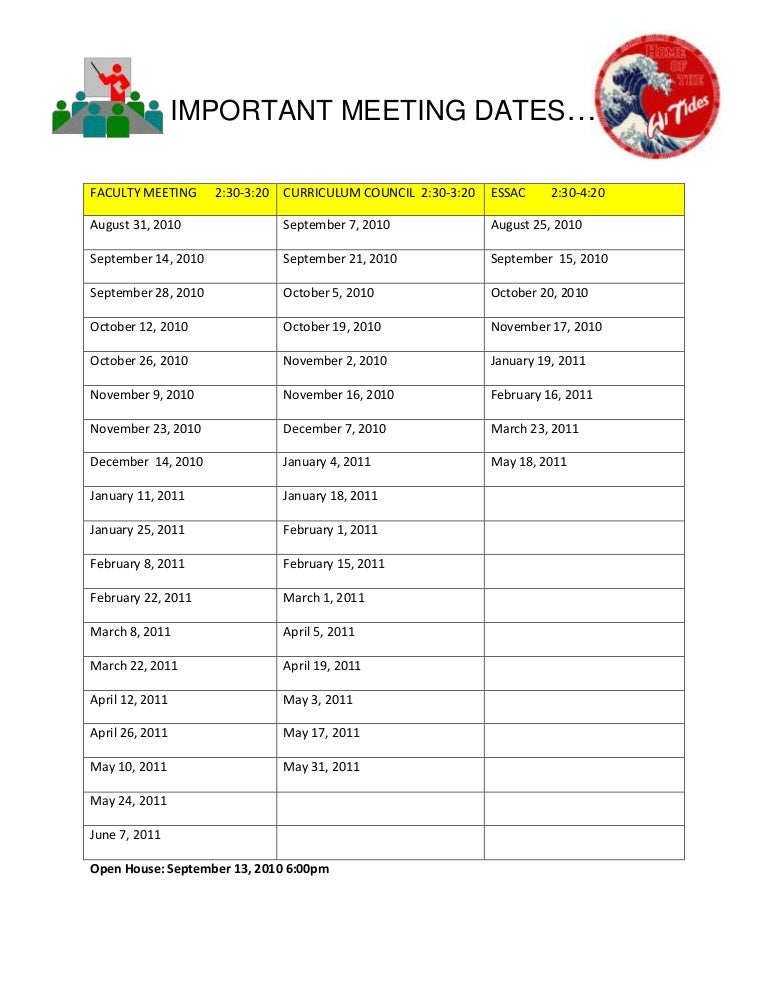 important-meeting-dates