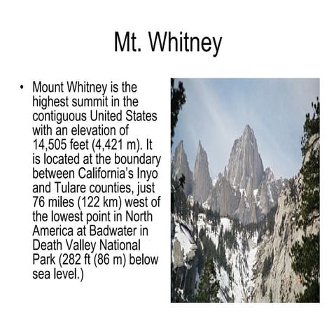 Important mountains of the world