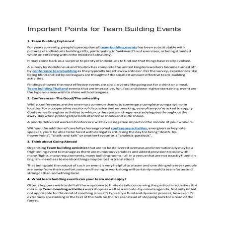 Important points for team building events